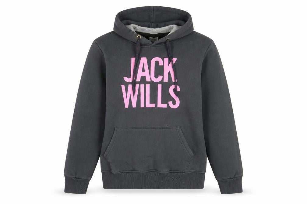 Womens UK L Regular Jack Wills Black Pullover Hoodie