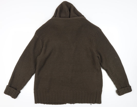 Peter Smith Men's Brown XL Chunky Full Zip Jumper