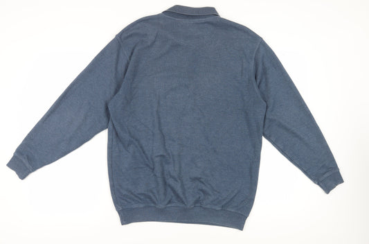 EWM Men's Blue Henley Sweatshirt - Size S