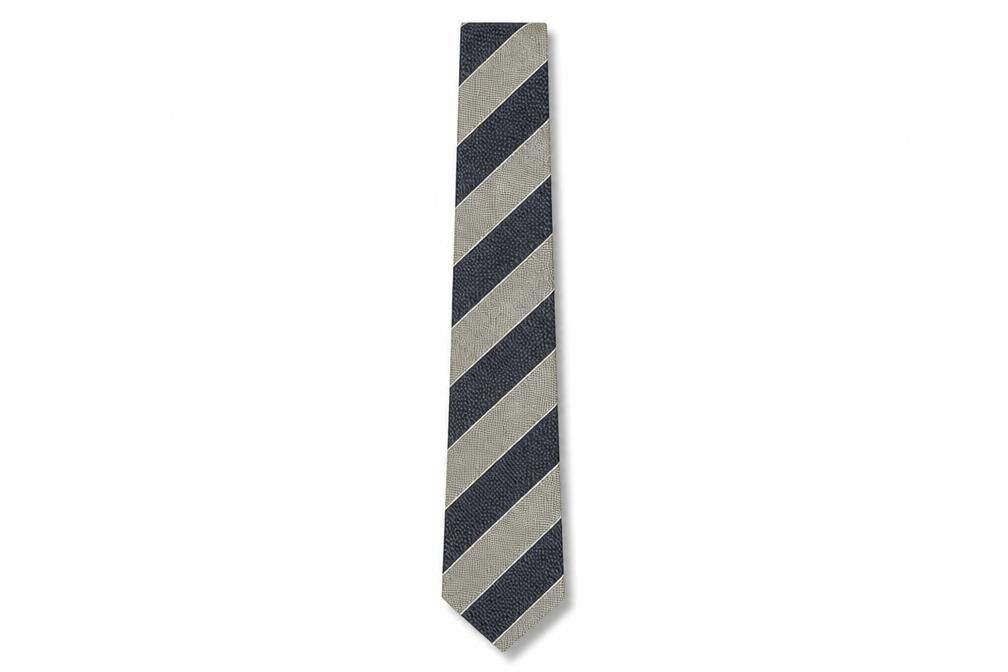 Marks and Spencer Men's Black Striped Silk Tie 176 Herringbone