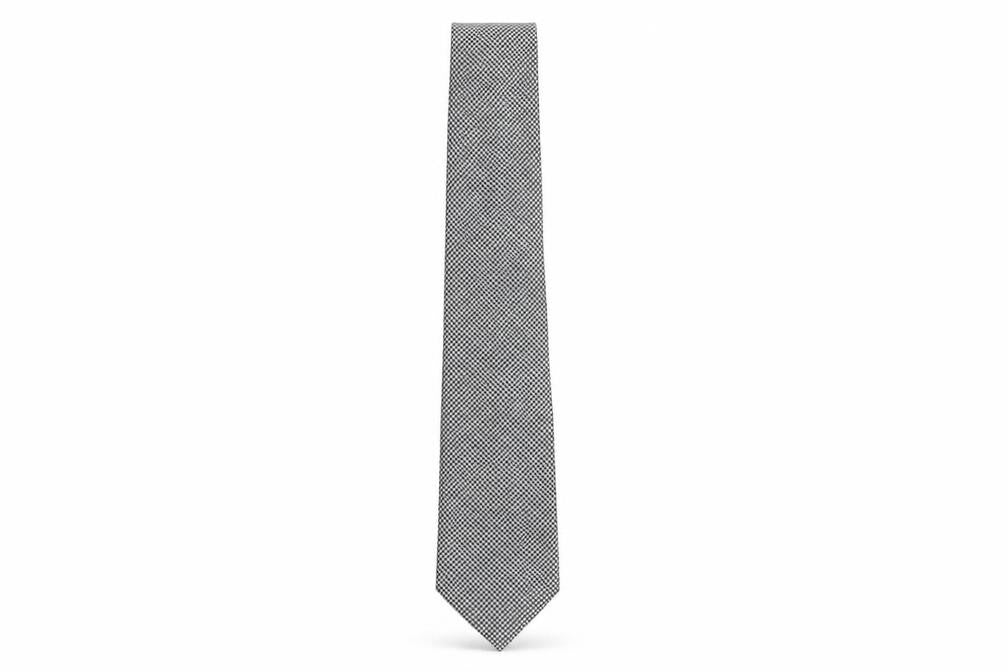 Savile Row Men's Black Houndstooth Silk Tie