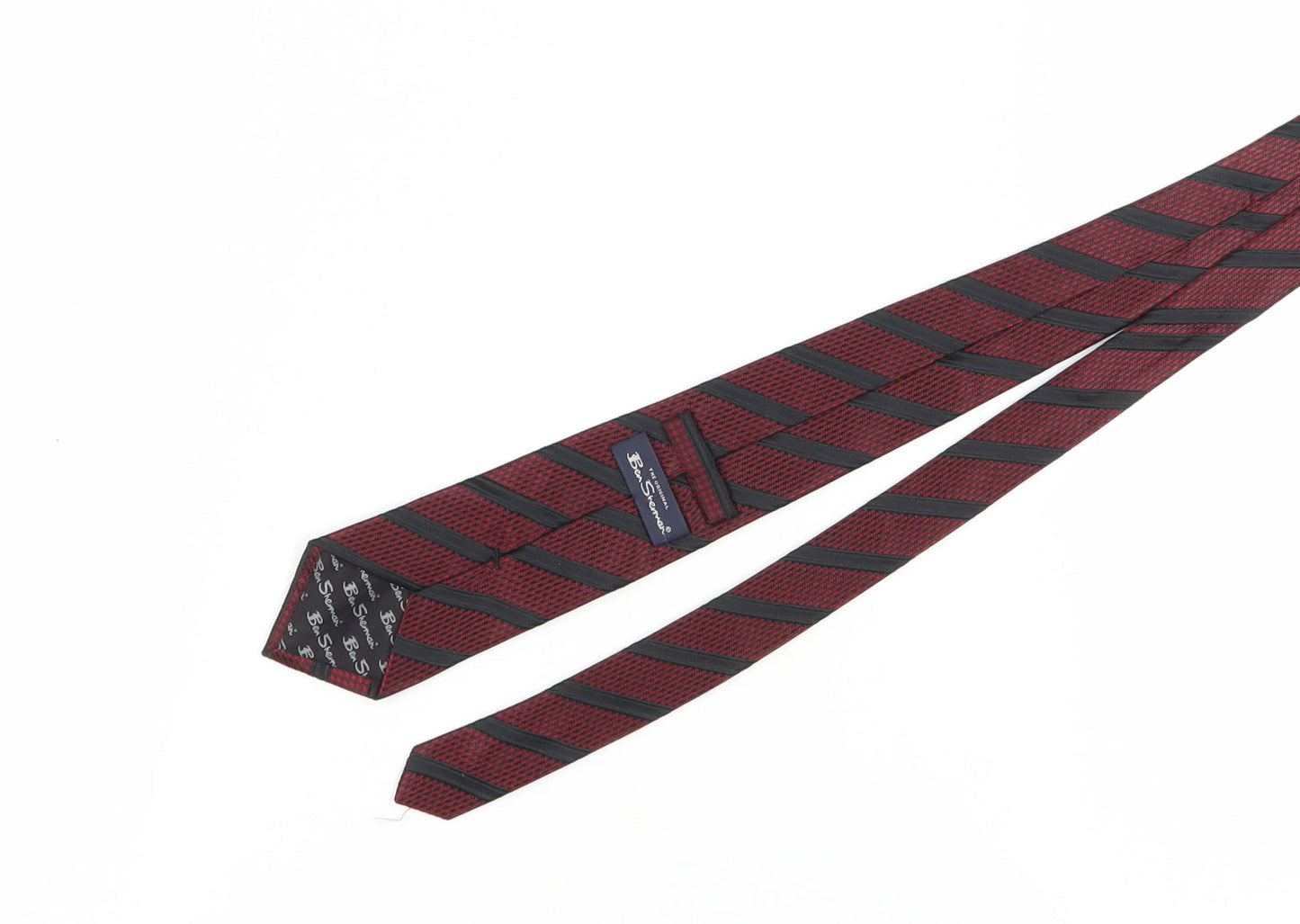 Ben Sherman Men's Red Silk Striped Slim Tie