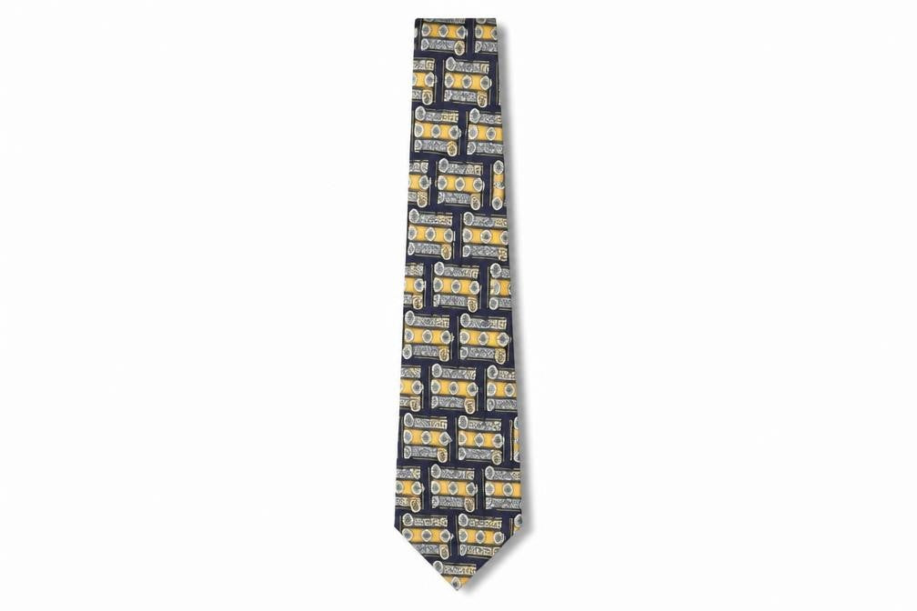 D'Alambi Men's Geometric Silk Tie Multicoloured