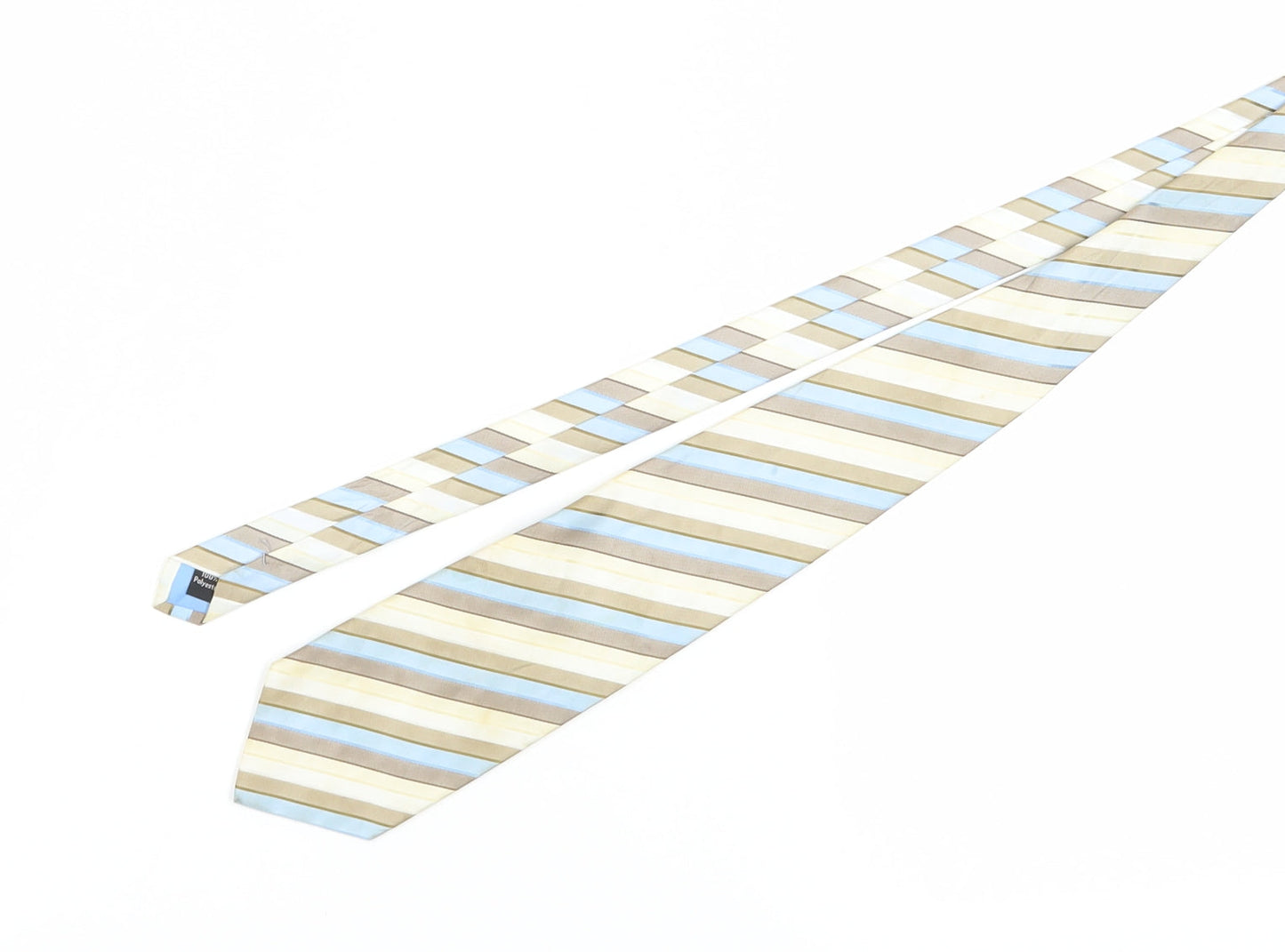 Thomas Nash Men's Beige Blue Striped Slim Tie