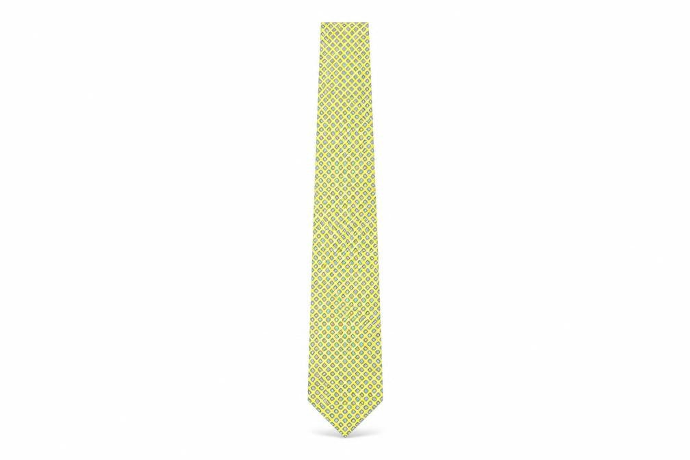 Marks and Spencer Men's Yellow Silk Slim Geometric Tie