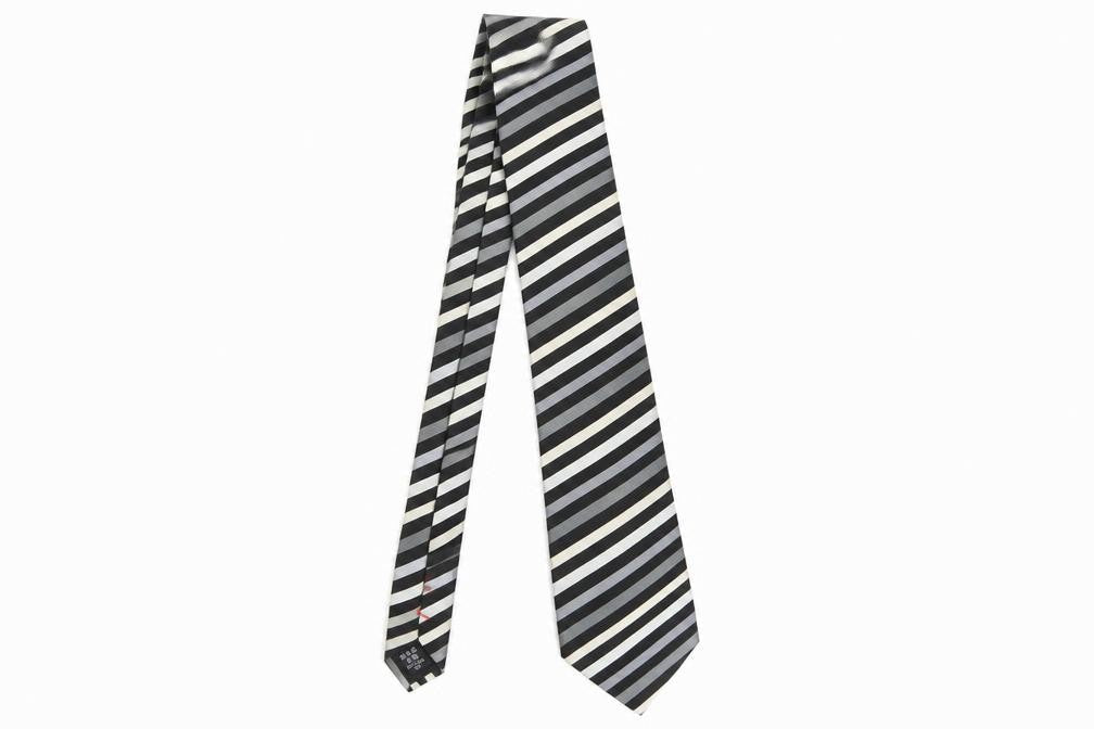 Racing Green Men's Black Striped Silk Tie
