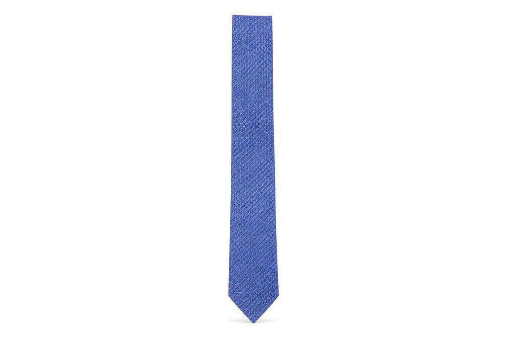 Front view of French Connection Men's Blue Geometric Silk Slim Tie