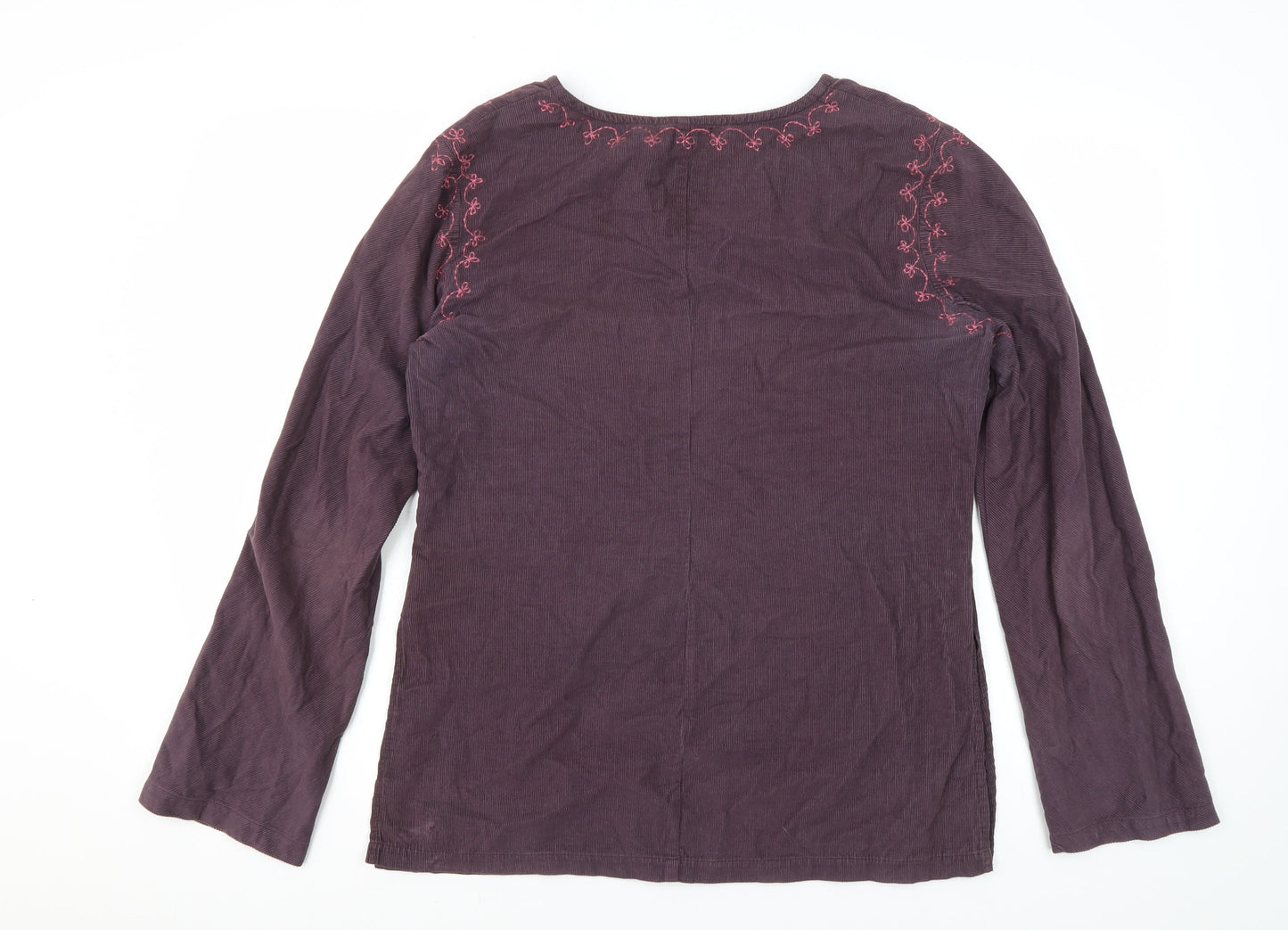 Naf Naf Women's Purple Embroidered Tunic Top L Cotton