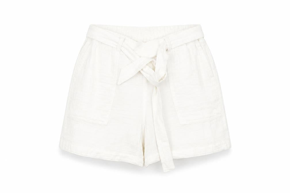 Marks and Spencer Women's White Paperbag Shorts Size 12