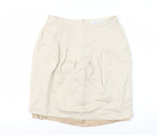 Zara Women's Beige Pencil Skirt, Size L, Business Casual