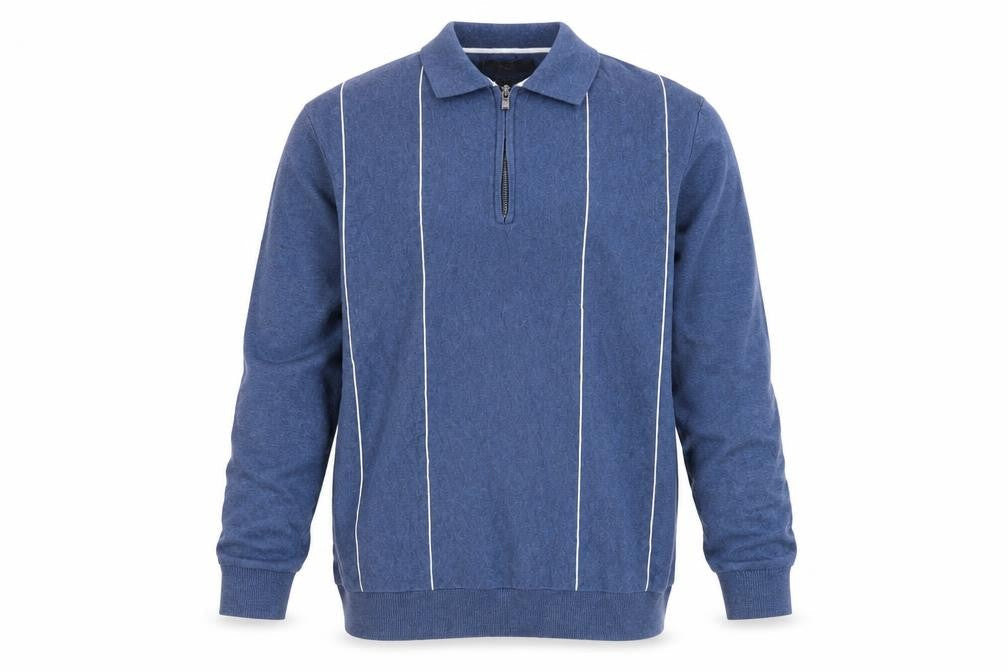 Marks and Spencer Men's Blue Striped Knit Shirt