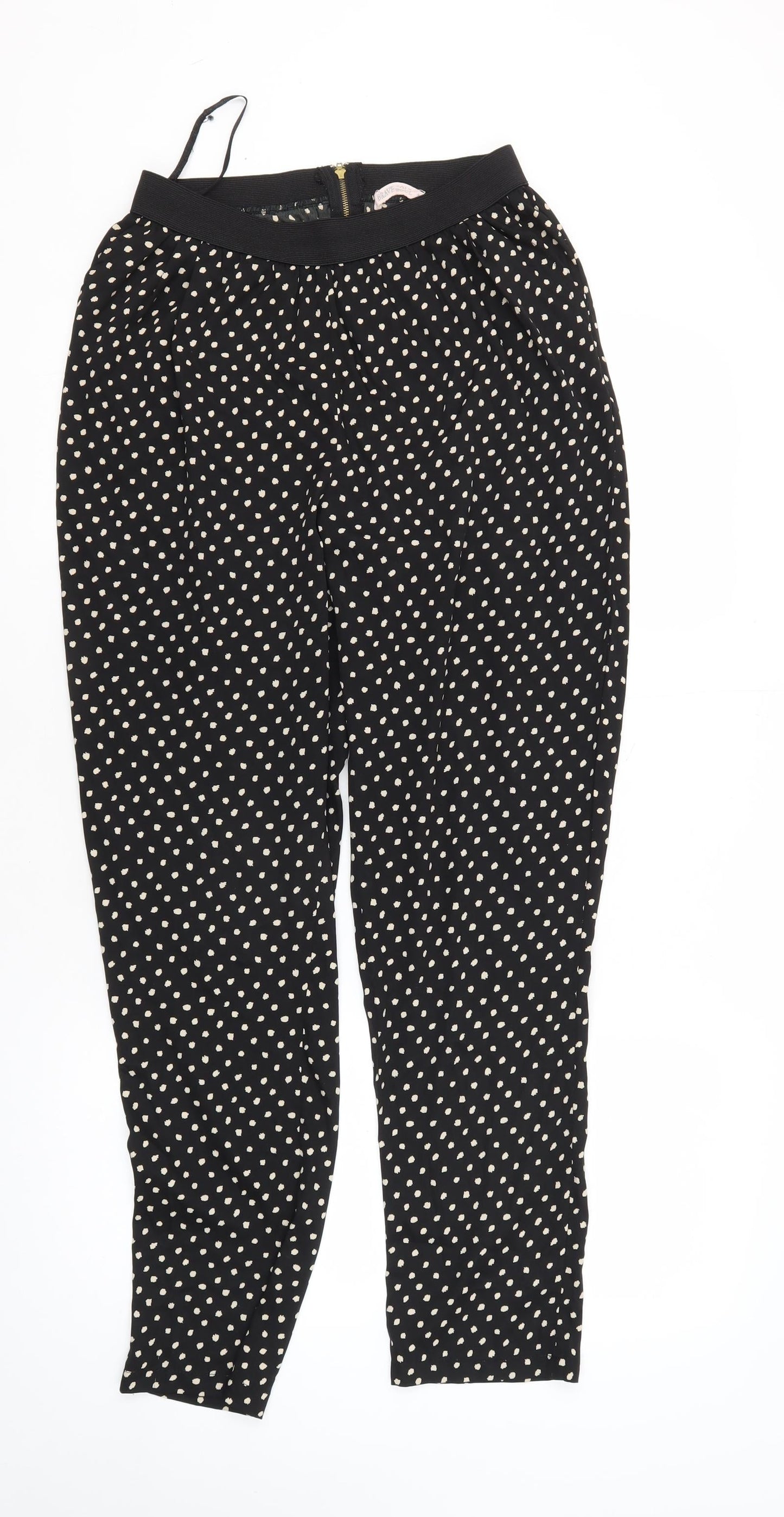 Brave Soul Women's Black Polka Dot Cropped Tapered Trousers M