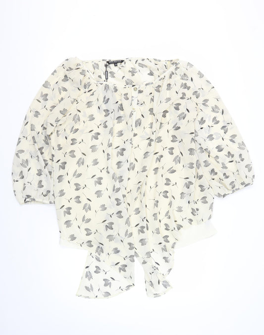 Anya Madsen Women’s Ivory Floral Tunic Blouse Size 20