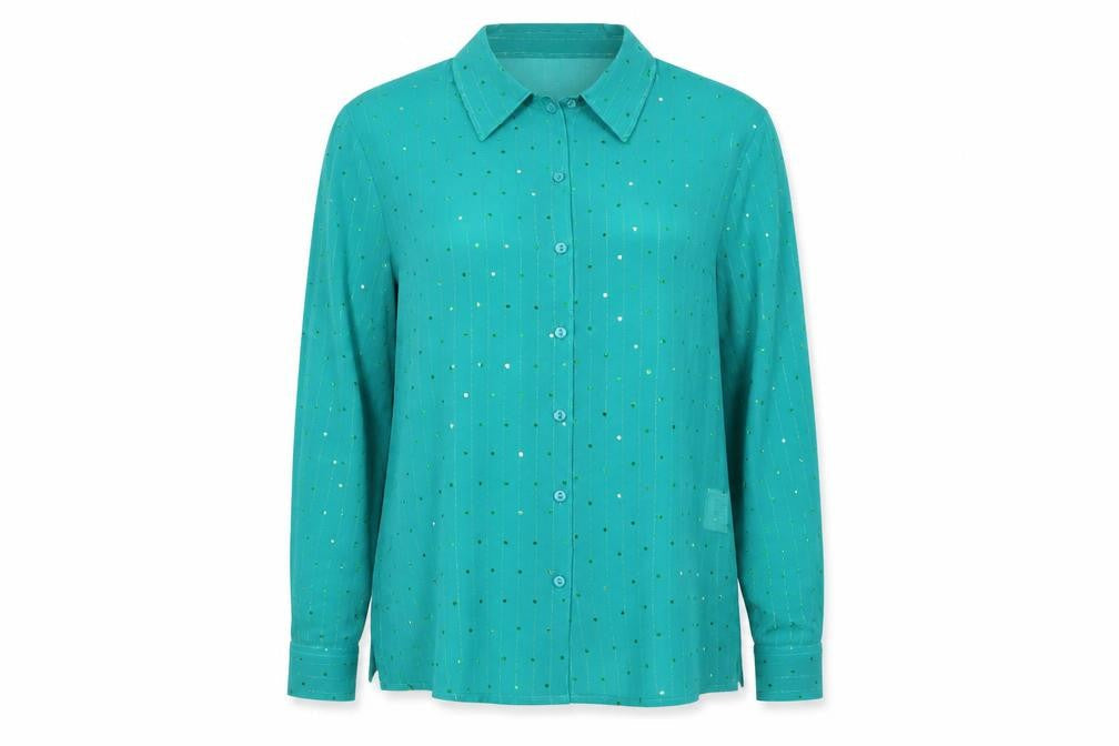 Womens UK Size 16 EWM Pure Classics Green Polyester Button-Up
