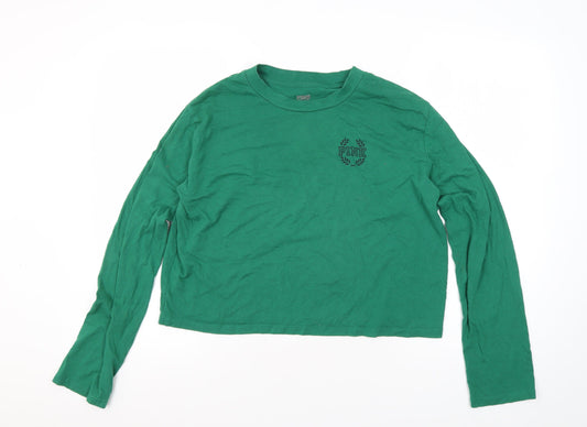 Pink Women's Green T-Shirt M Crew Neck Casual