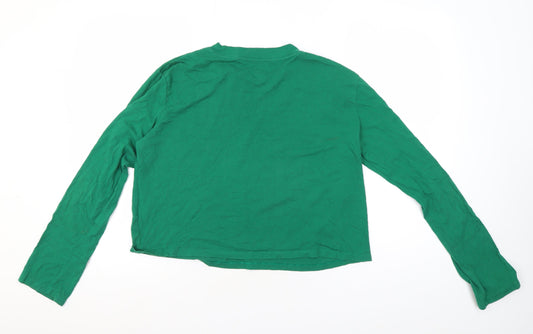 Pink Women's Green T-Shirt M Crew Neck Casual
