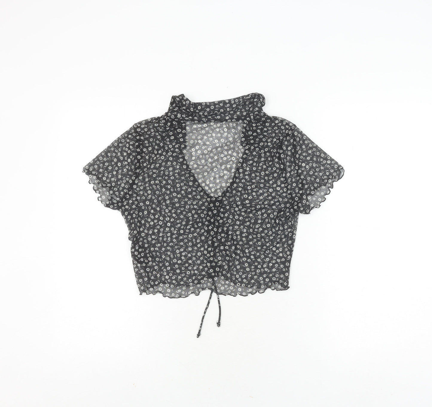 Monki Women's Black Cropped Blouse, Size S