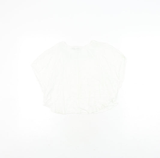 Zara Girls White Blouse 7-8 Years Casual Crochet Accents