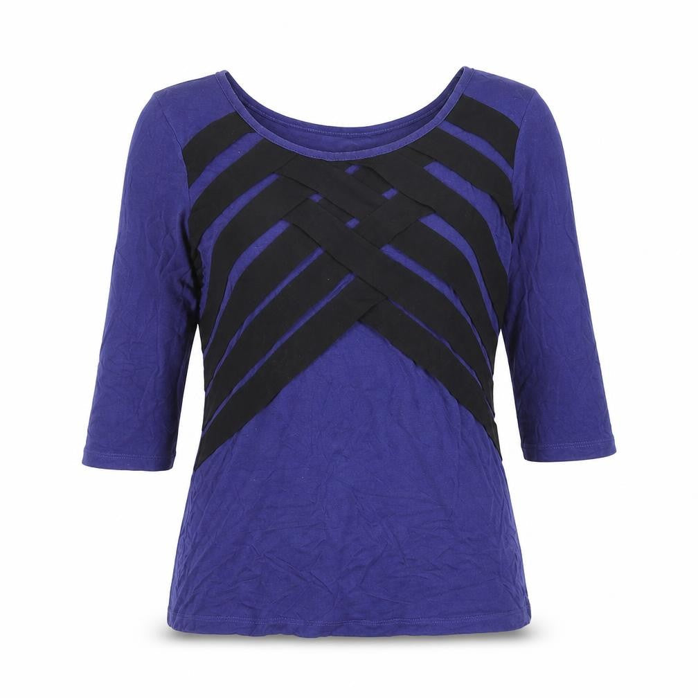 Marks and Spencer Women's Blue Striped T-Shirt