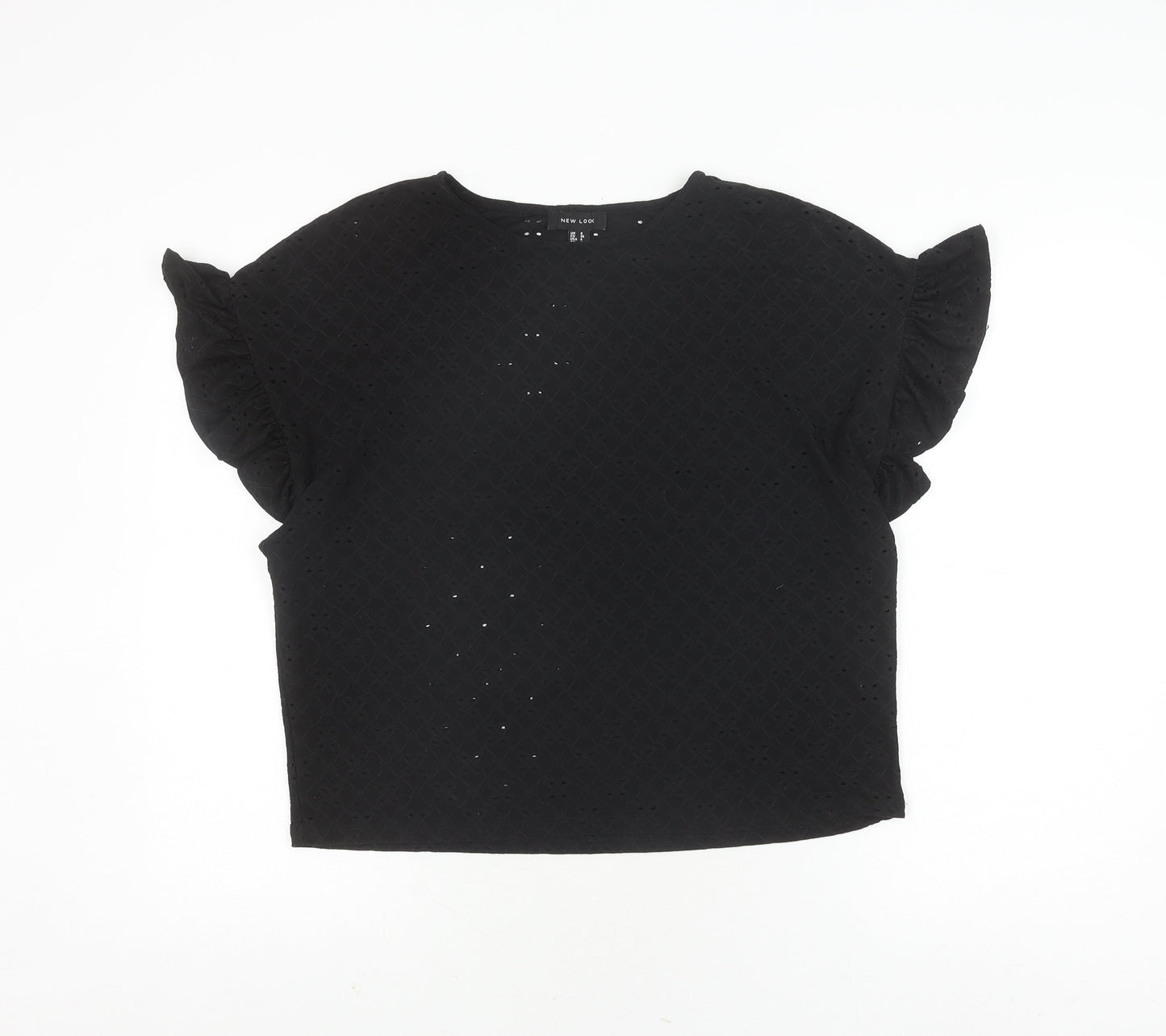 New Look Women's Black Blouse, Size 8, Flutter Sleeve
