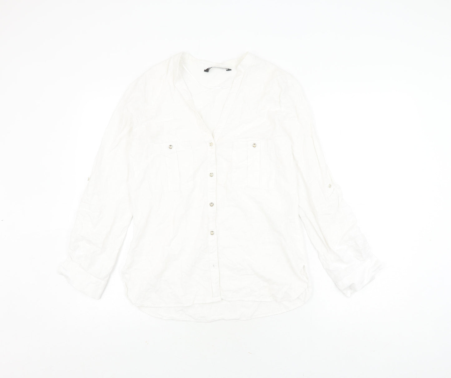 Zara Women's White Button-Up Shirt XS