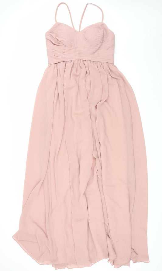 JJ's House Pink Maxi Dress Women 12 Formal Chiffon Sleeveless