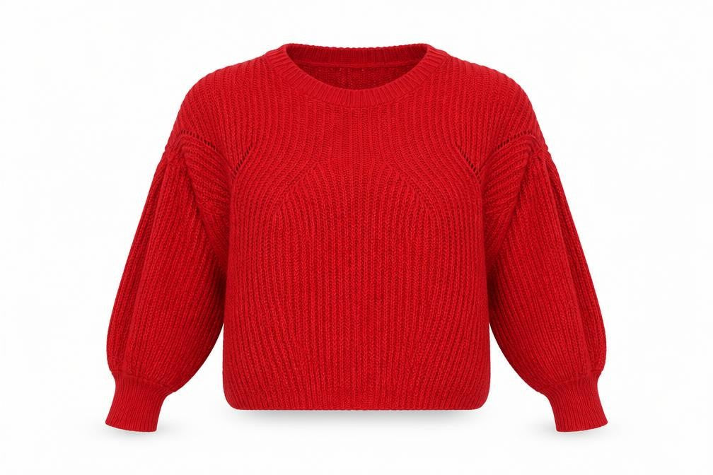 Front view of Nobody's Child Women's Red V-Neck jumper, size S