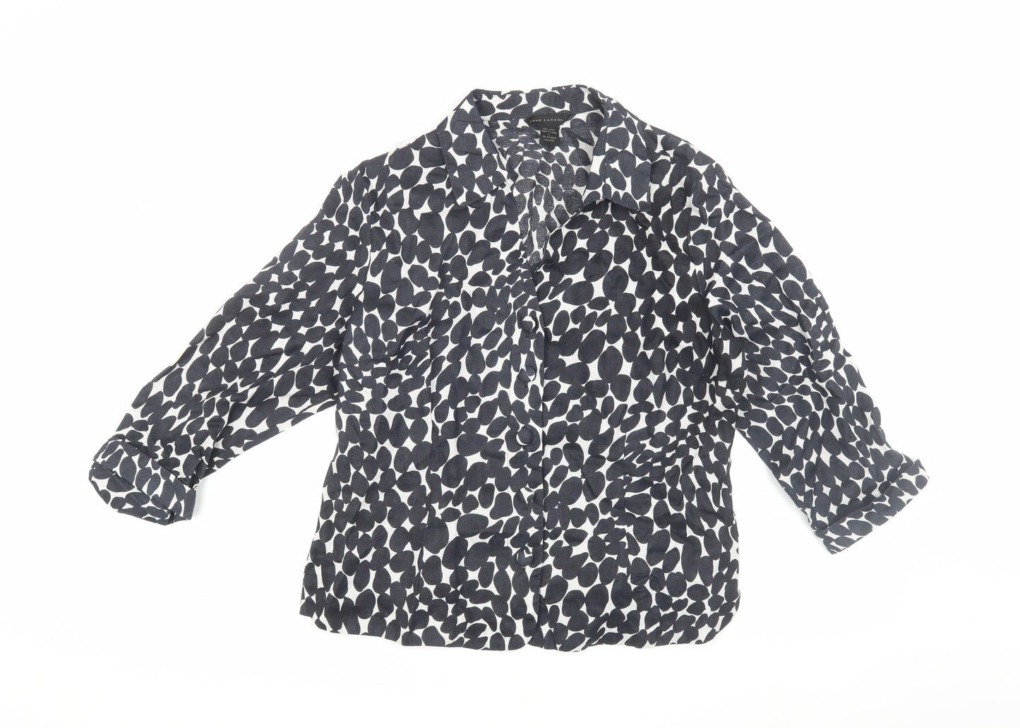 Anne Carson Women's Black Geometric Blouse L