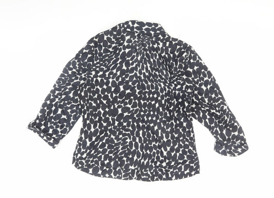 Anne Carson Women's Black Geometric Blouse L