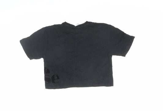 Ellesse Women's Black Cropped T-Shirt, XS