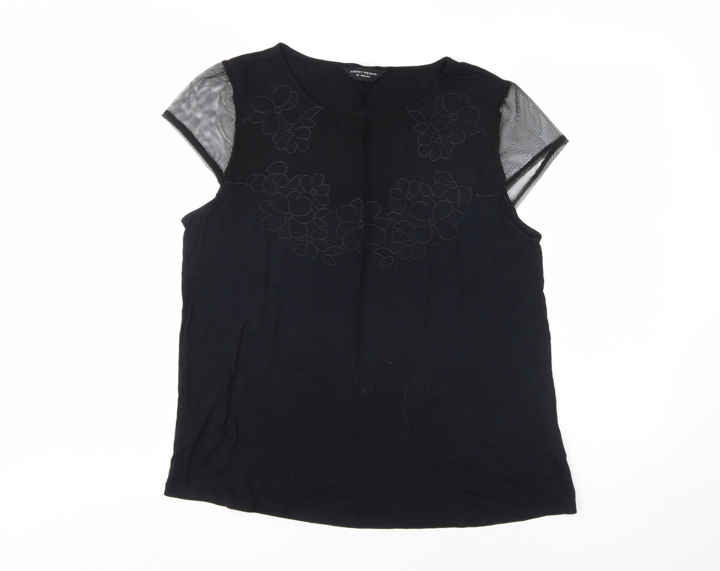 Dorothy Perkins Women's Black Blouse Size 16 Embroidered Casual