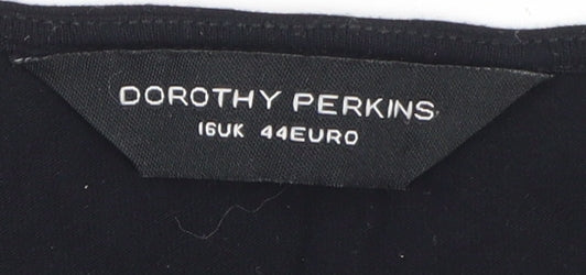 Dorothy Perkins Women's Black Blouse Size 16 Embroidered Casual