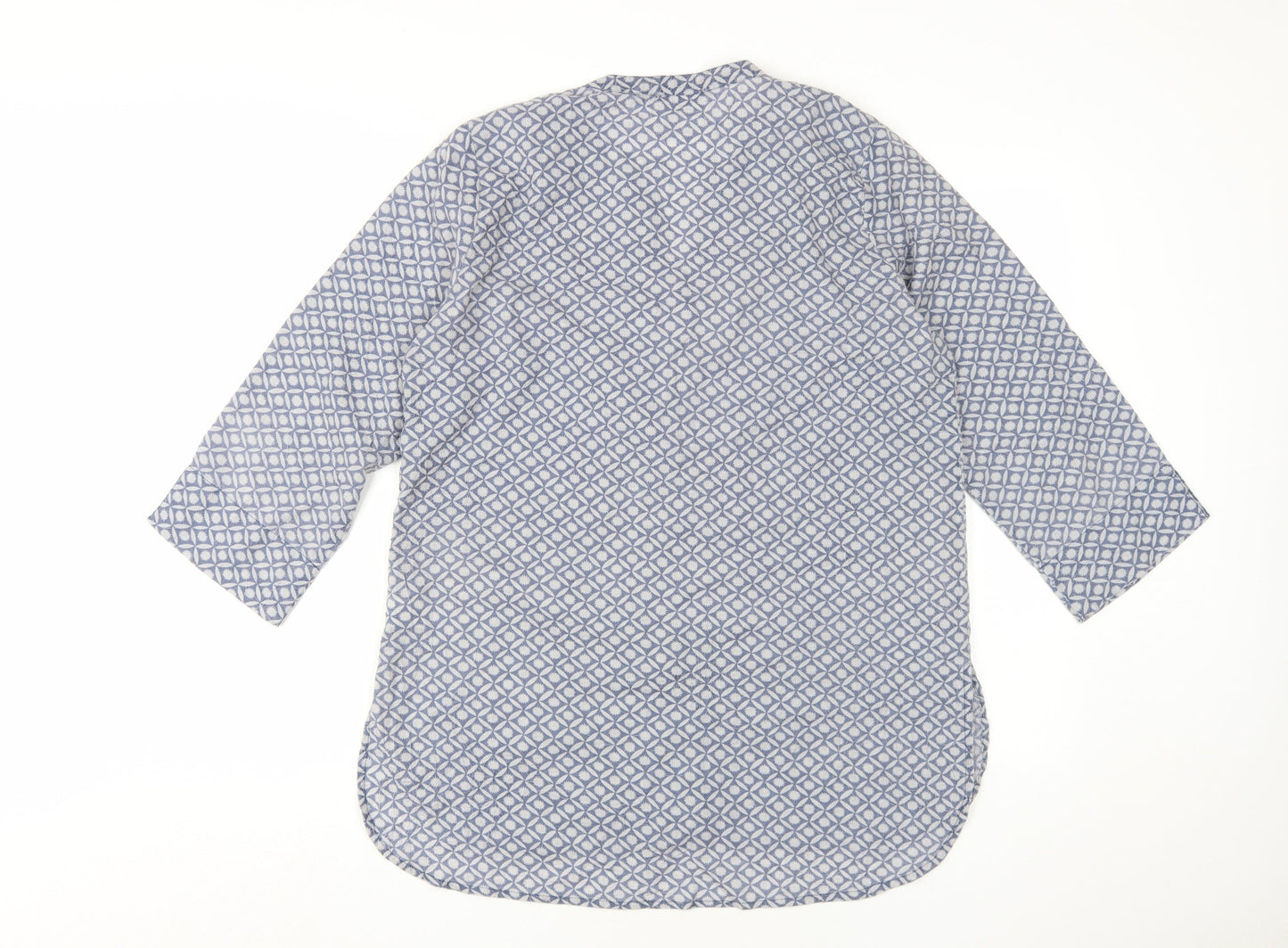 Adini Women's Blue Button-Up Shirt - Geometric, M