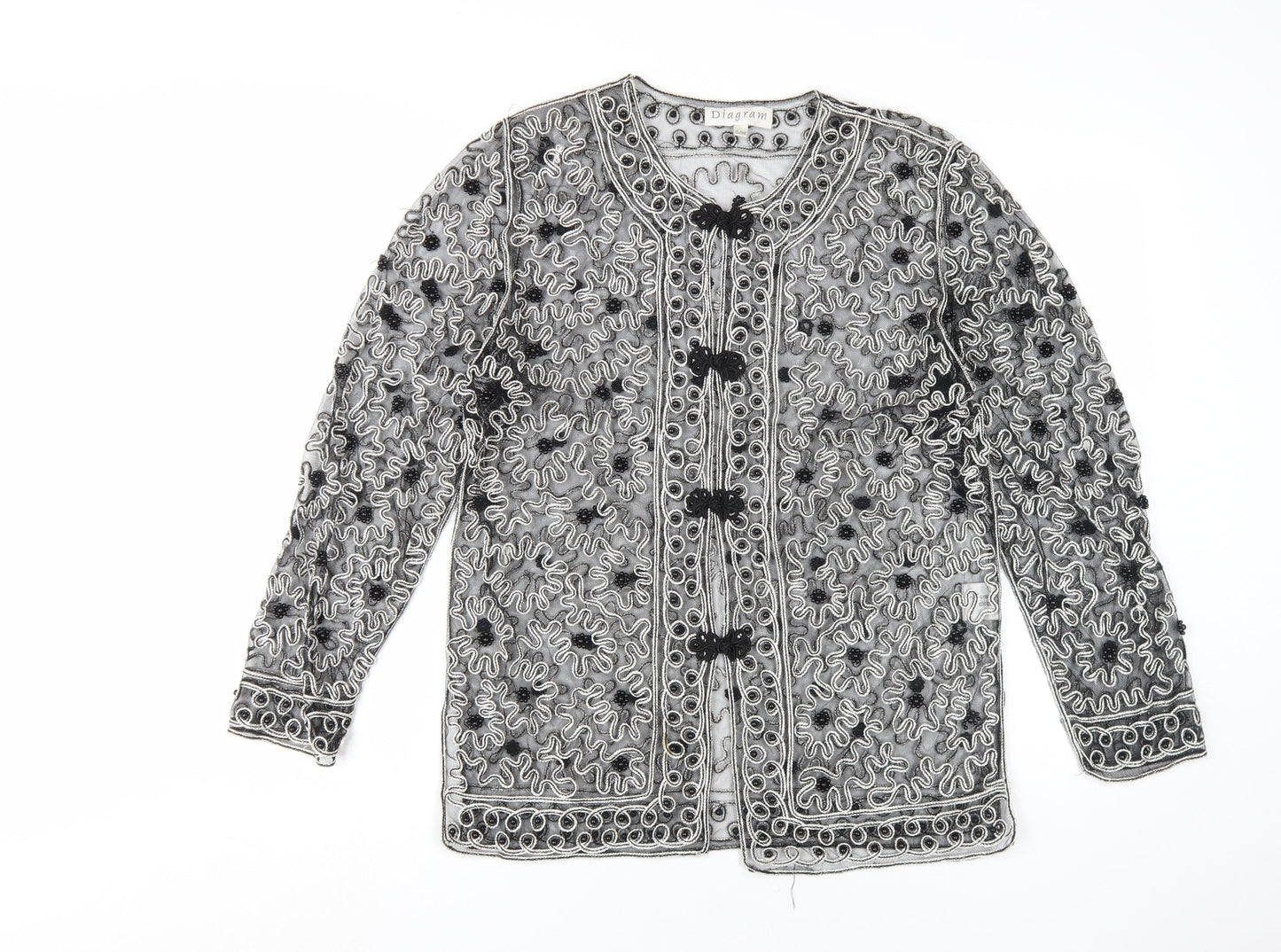 Diagram Women's Black Embroidered Jacket, S/M, Party