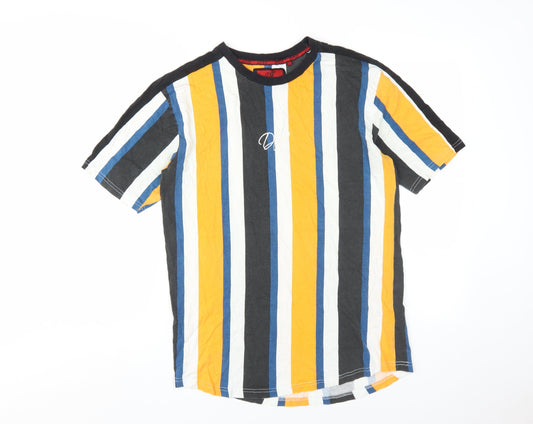 DFND Men's Multicoloured Striped S T-Shirt