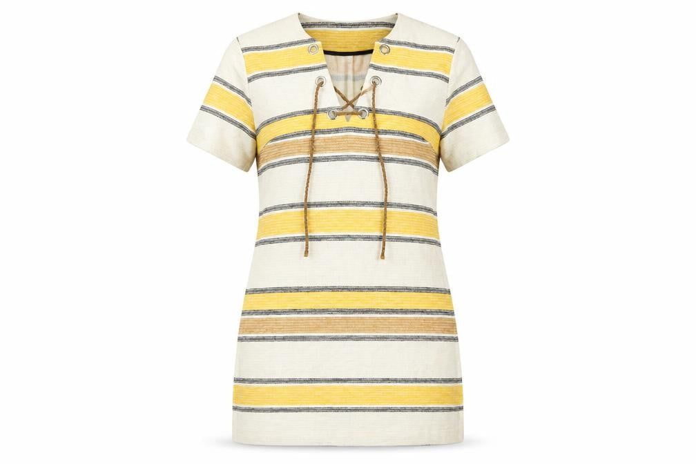 River Island Women's Striped Cotton Linen Shift Dress