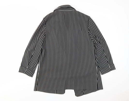 New Look Women's Black Striped Blazer, Size 12, Classic
