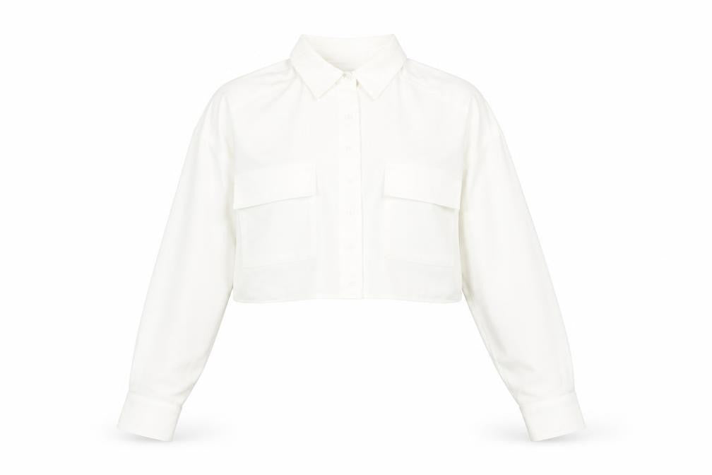 SLA The Label Women's White Cropped Button-Up Shirt