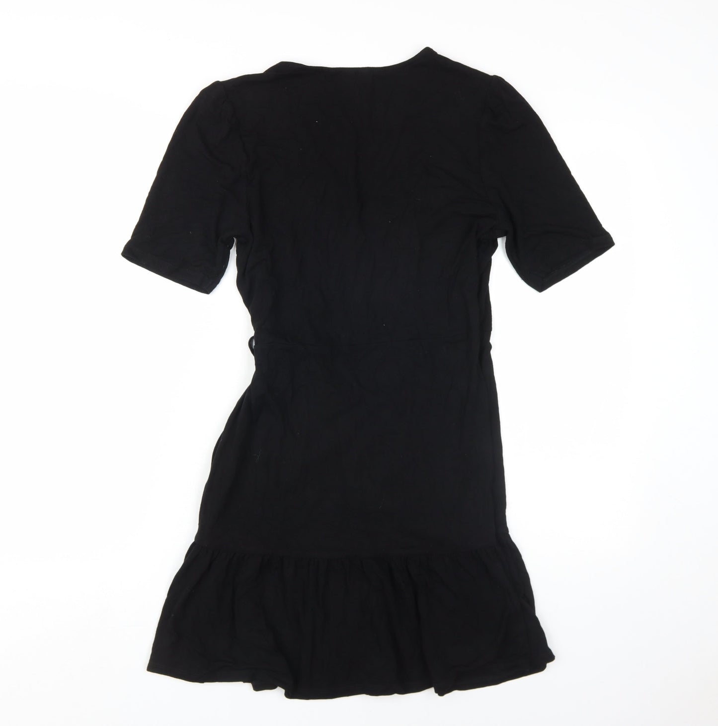 ASOS Black Wrap Dress - Size 12, Women's Half Sleeve