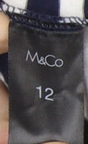 M&Co Women's Blue Striped T-Shirt Size 12