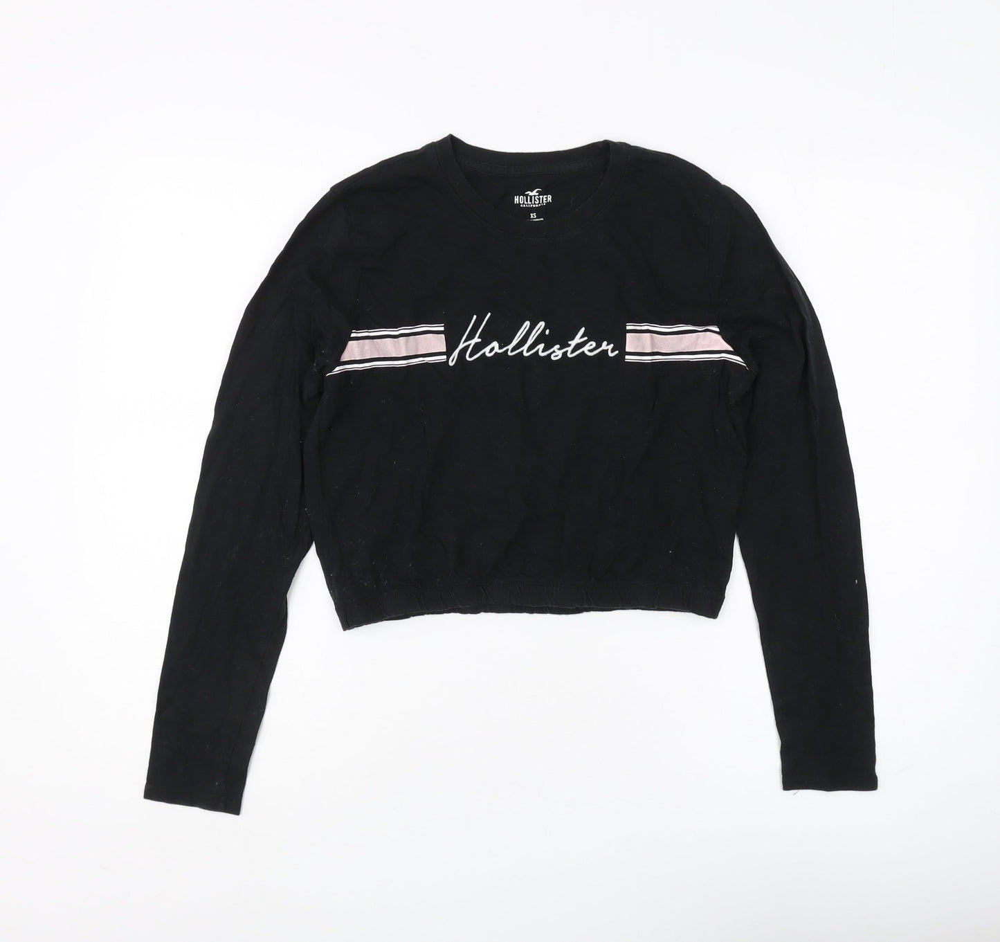 Hollister Women's Black Cropped T-Shirt XS