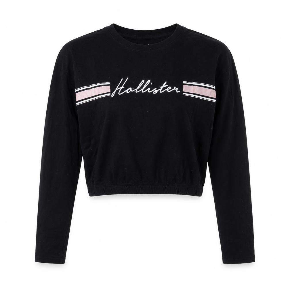 Womens UK Size XS Hollister Black 100% Cotton T-Shirt
