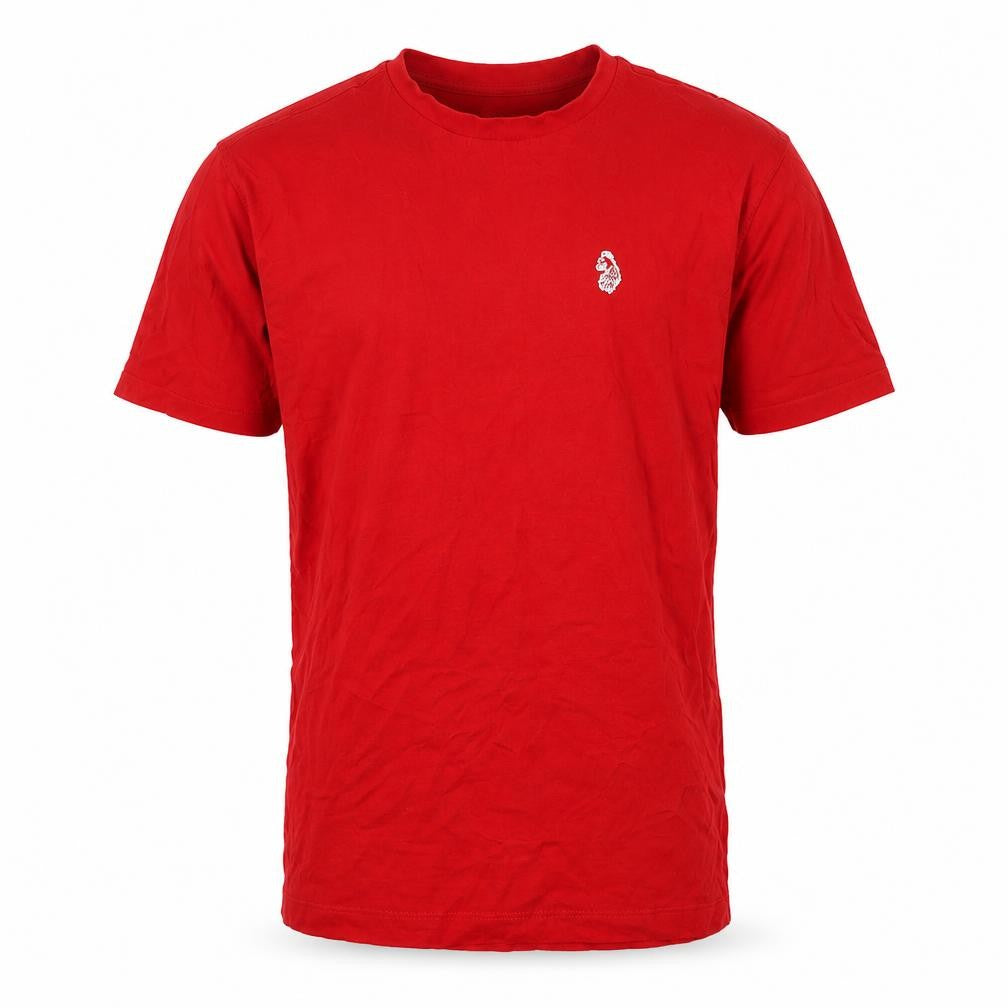 Front view of Luke Men's Red Medium Cotton Crew Neck T-Shirt