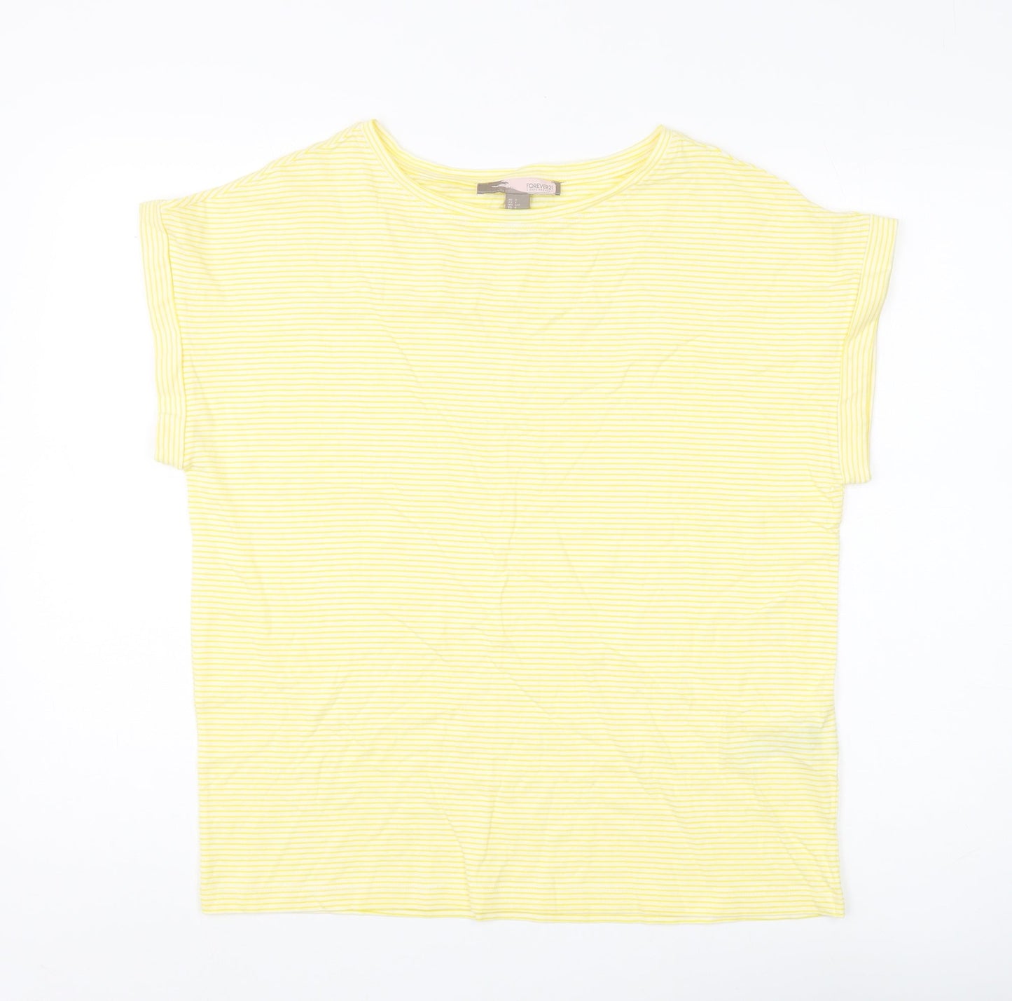 Forever 21 Women's Yellow Striped T-Shirt S