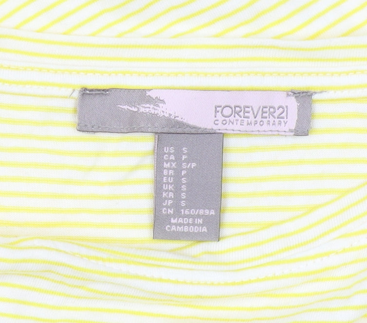 Forever 21 Women's Yellow Striped T-Shirt S