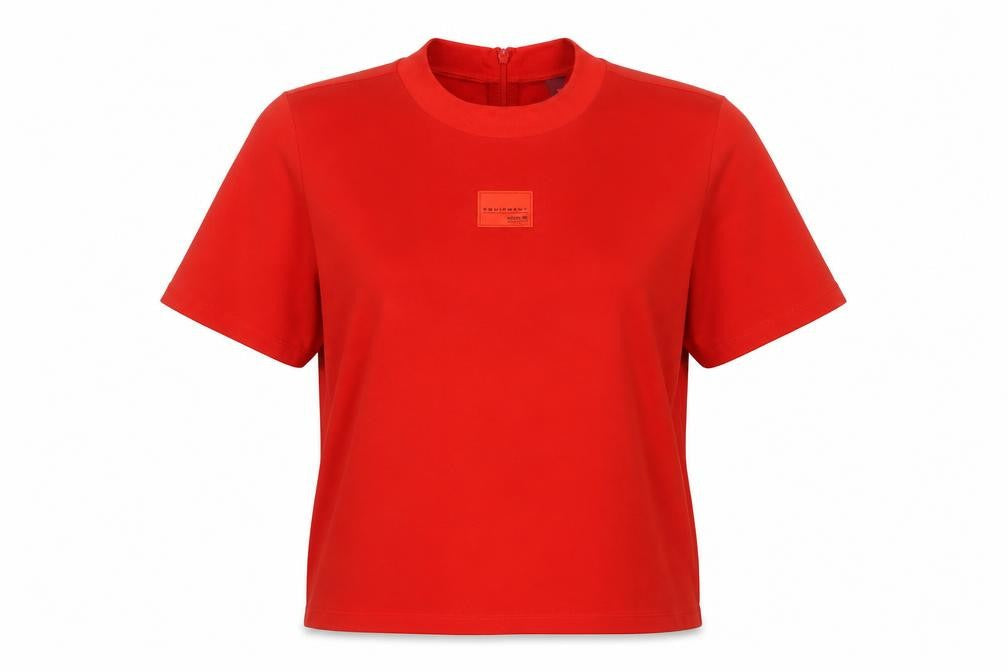 Womens UK Size 10 adidas Red Polyester T-Shirt