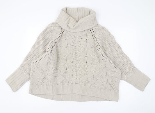 Massimo Dutti Women's Beige Roll Neck Pullover Jumper S