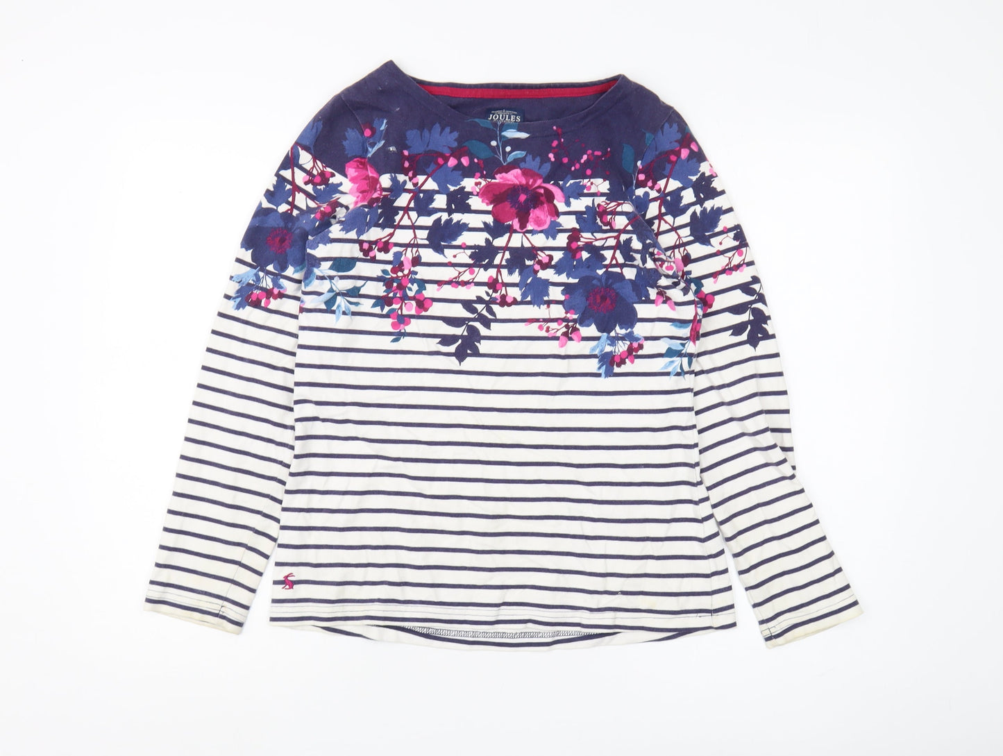 Joules Women's Multicoloured Floral Stripe T-Shirt, Size 10