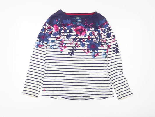 Joules Women's Multicoloured Floral Stripe T-Shirt, Size 10