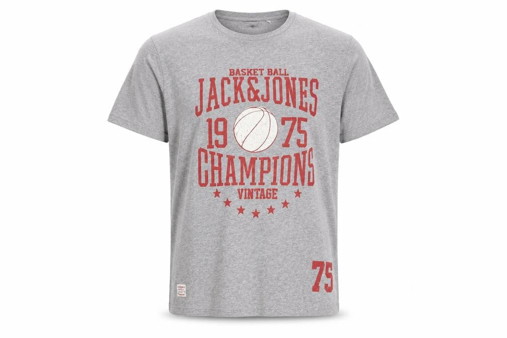 Mens UK Size L JACK & JONES Grey  Cotton Blend T-Shirt